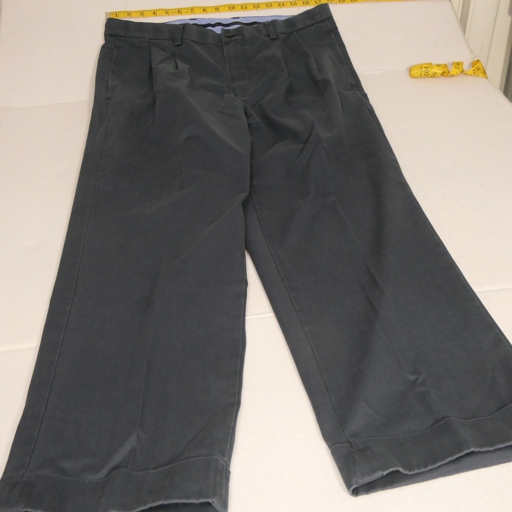 Brooks Brothers Mens Chino 36x29 Navy Blue Advantage Elliot Fit Pleated Cuffed